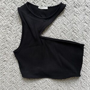 Zara Asymmetrical Black Sleeveless Top